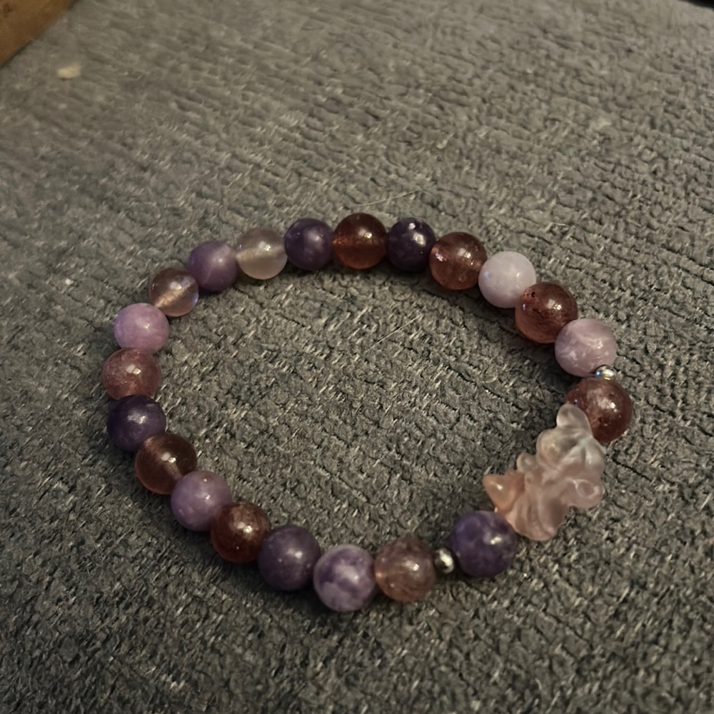 Fluorite and purple mica bracelet